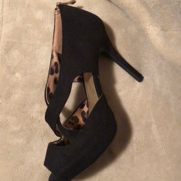 Black suede with leopard print lining, 4” heels - Picture 3 of 3